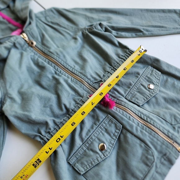 Isaac Mizrahi Girl Pink Tie Belted Full Gold Zip Hooded Jacket Green Size XS (4) - Picture 10 of 14